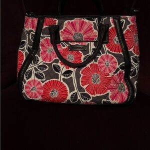Vera Bradley Trapeze Tote in Cherry Blossoms. Good Condition. Missing Long Strap